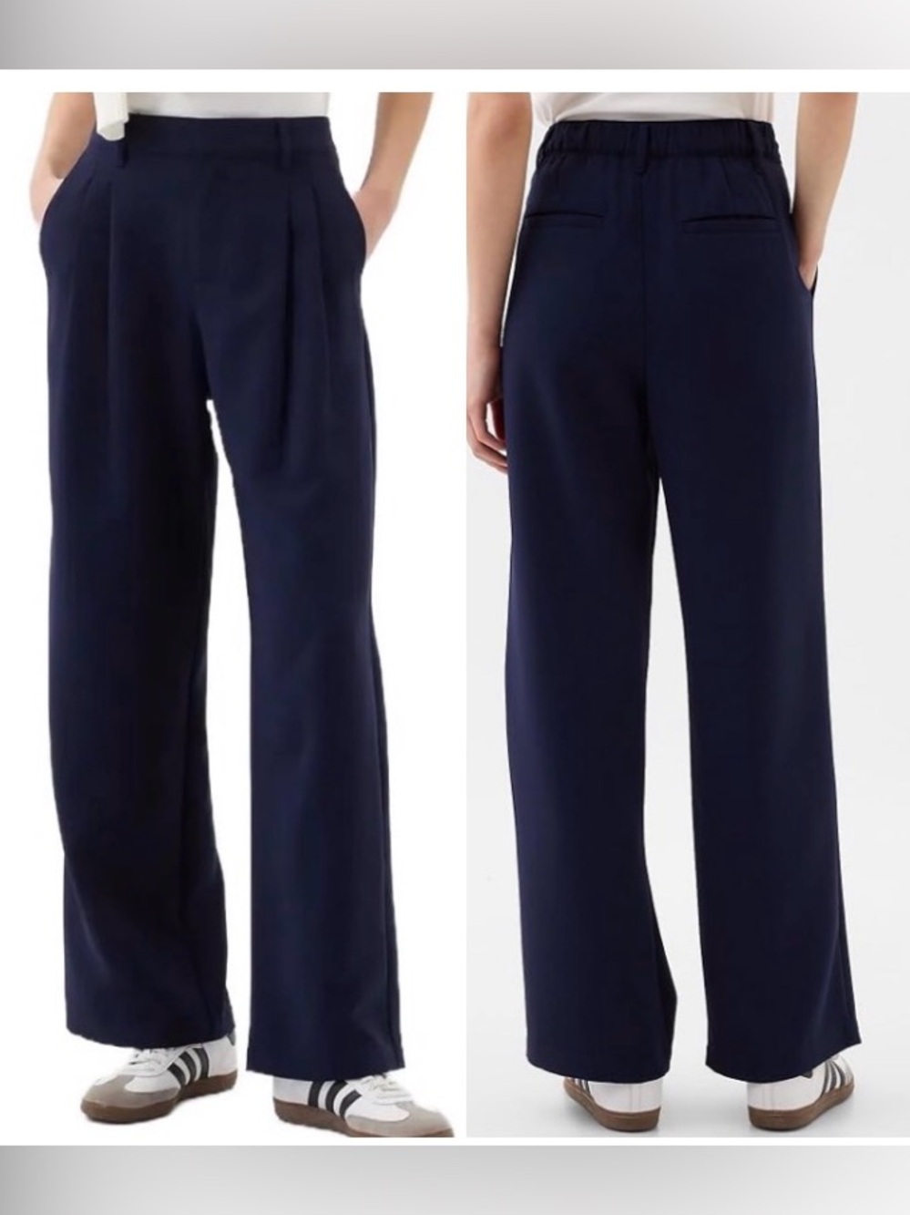 Gap Easy Trousers Pants Wide leg Women's 8 TALL Navy Blue Office Career